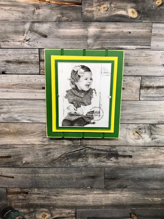 Green And Yellow Picture Frame Holds 8x10 John Deere Colors Image 0