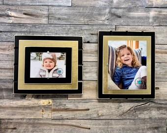 Black and gold picture frame holds 5"x7" or 8"x10" New Orleans and Purdue colors/ school colors/ graduation