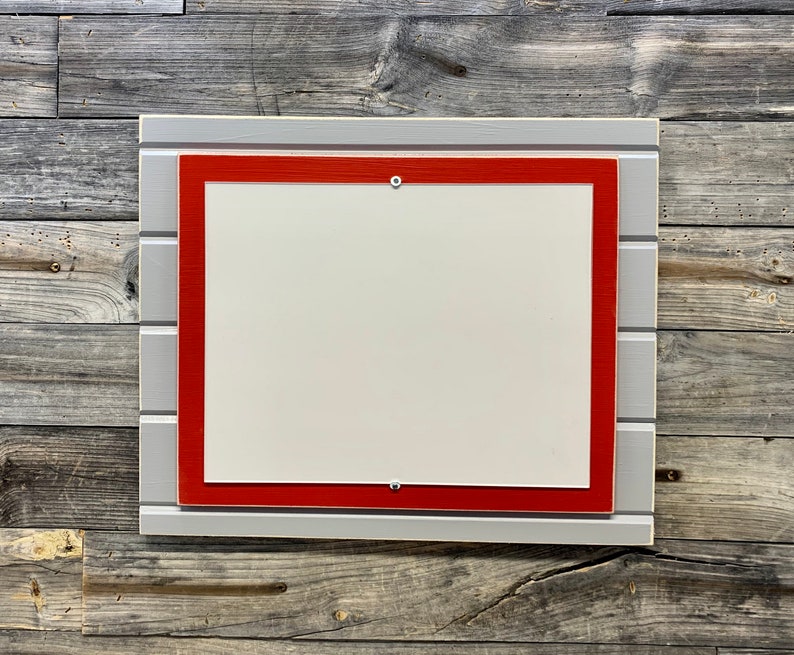 Grey and red picture frame holds 11x14 photo Ohio State University colors