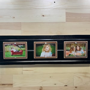 Distressed wood picture frame holds 3 4x6 collage frame metallic mats