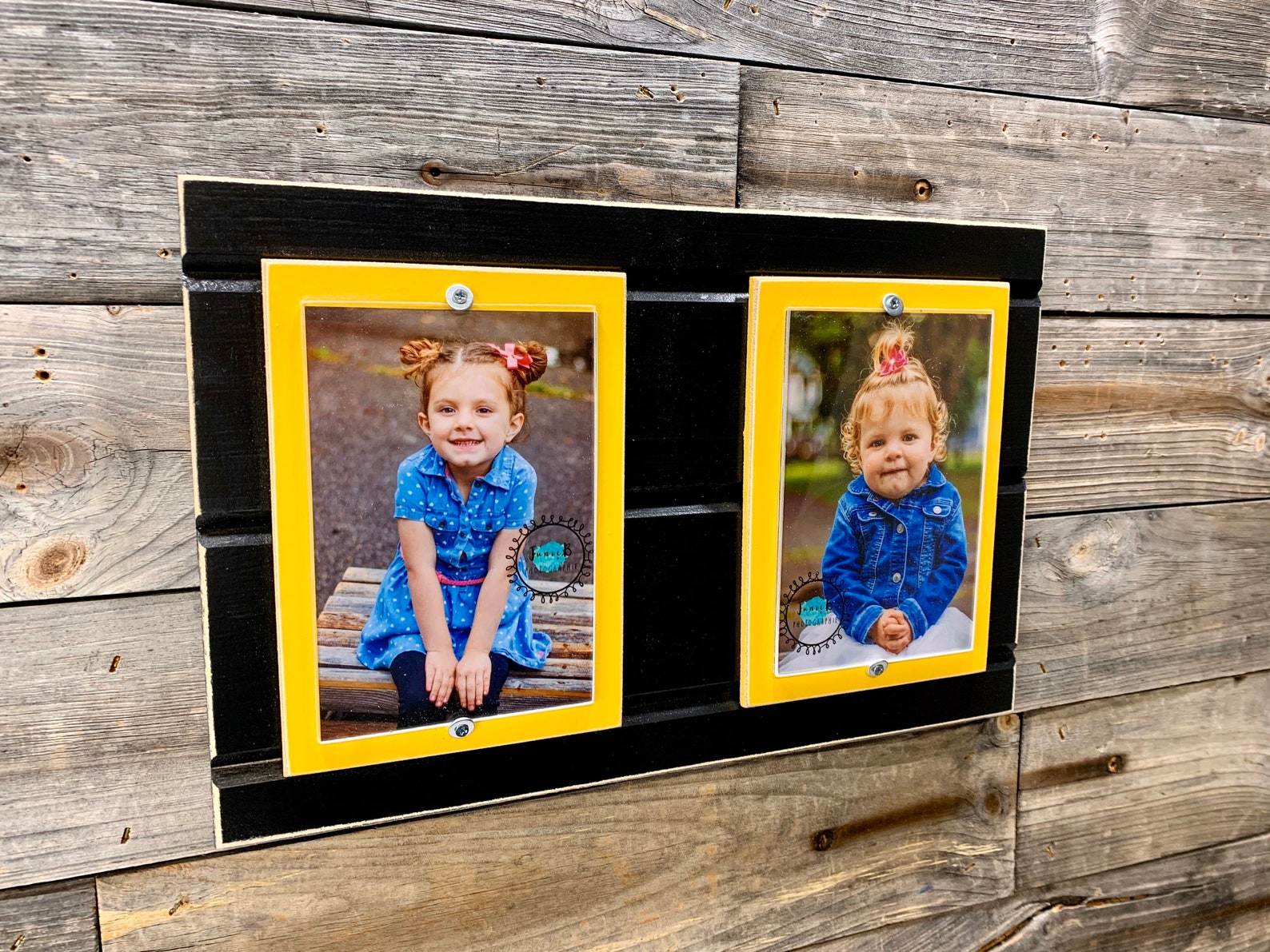 Black and Yellow Picture Frame Holds 2 4x 6 Etsy