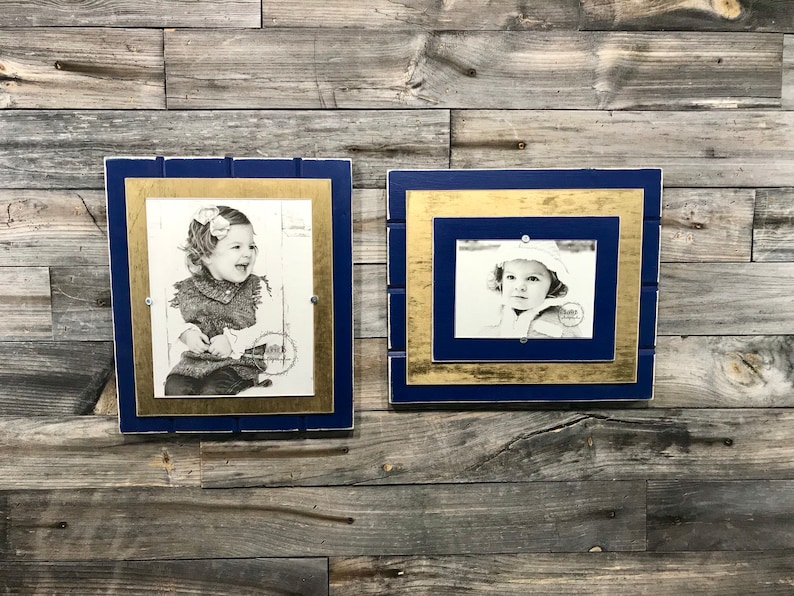Blue and Gold picture frame holds 5x7 or 8x10 Notre Dame fighting Irish colors