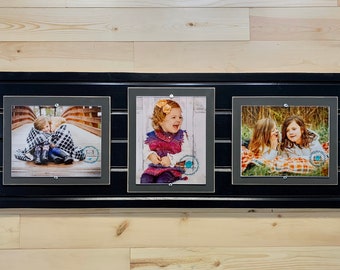 Distressed wood picture frame triple, collage frame, 8x10