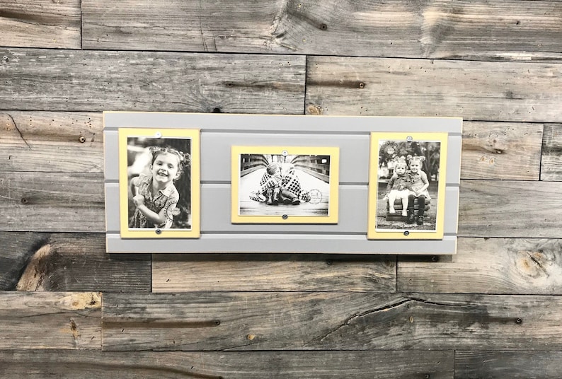 holds 3 4x6 photos collage frame Distressed wood picture frame triple