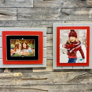 Grey and red picture frame holds 5&quot;x7&quot; or 8&quot;x10&quot; Ohio State University colors