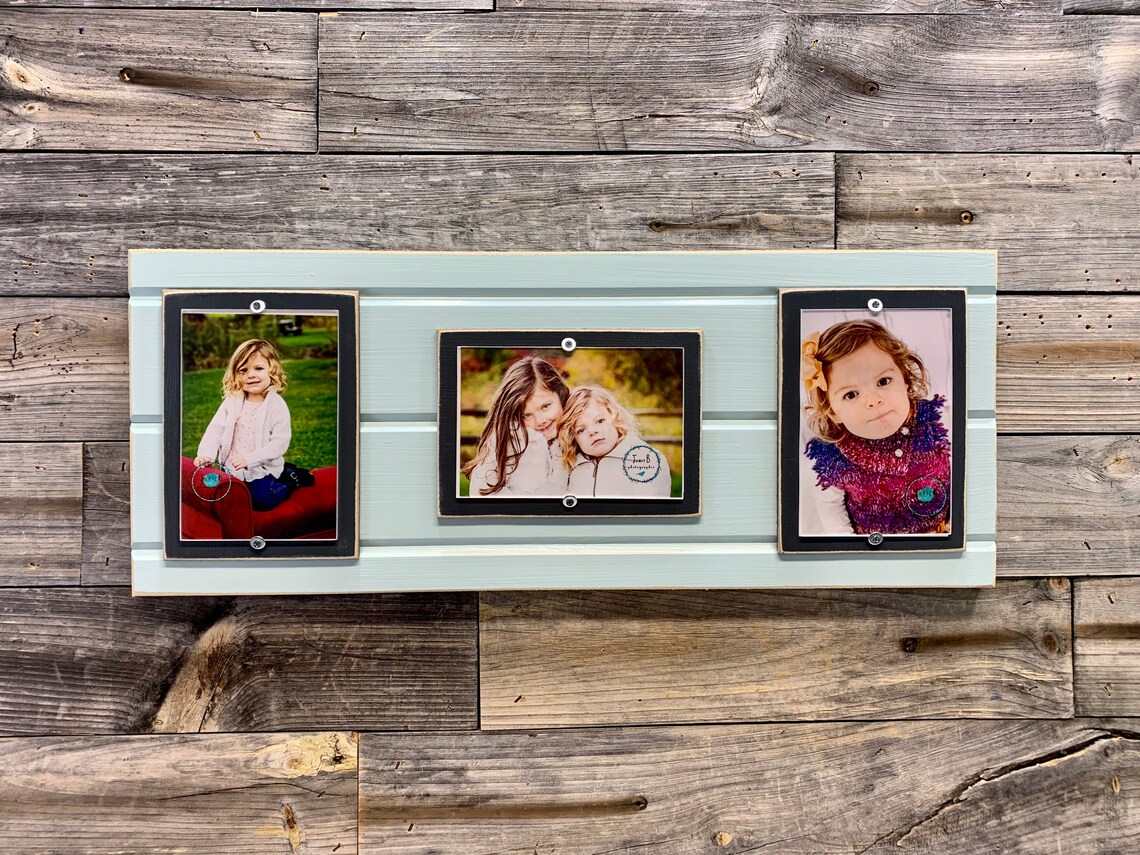 Distressed Wood Picture Frame Triple 4x6 Holds 3 4x6 Photos Etsy