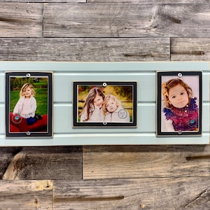 Distressed wood picture frame triple 4x6, holds 3 4x6 photos, collage frame