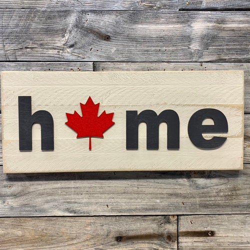 Canada HOME Plaque Sign With Canadian Maple Leaf Etsy Canada