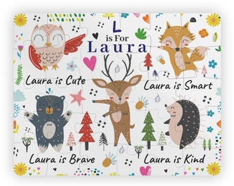 Personalized Animal Puzzle for Girls – Custom Name 30-Piece Toy