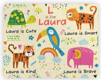 Personalized Animal Puzzle for Girls - Custom Name Kids Puzzle | 30-Piece Gift for Toddlers | Christmas or Birthday Gift | Educational Toy