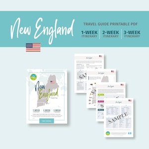 NEW ENGLAND Travel Guide/Planner (1-week, 2-week or 3-week Itineraries) - Digital Download PDF
