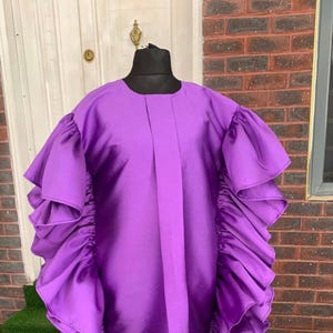 Luksusowa sukienka kaftan z jedwabiu mikado, sukienka maxi z falbankami, elegancka sukienka kaftan z bogatej ciotki, sukienki w dużych rozmiarach na specjalne okazje, długa sukienka