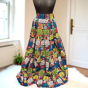 Ankara Maxi Skirt, Colourful African Print Skirt, Long African Print Full Skirt, Long Ankara Skirt, African Skirt for Women, Plus Size Skirt