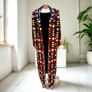 Ankara Long Jacket | African Print Outerwear for Spring | Ankara Kimono Jacket | African Fabric Coat | Ankara Trench Jacket for Women