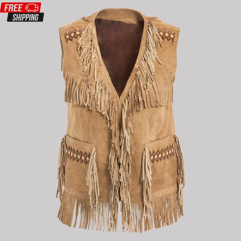貴之Ameri  FRINGE VEST SET SUEDE JACKET Amazon.com: QinCiao Men's Fringe Vest Cowboy Sleeveless