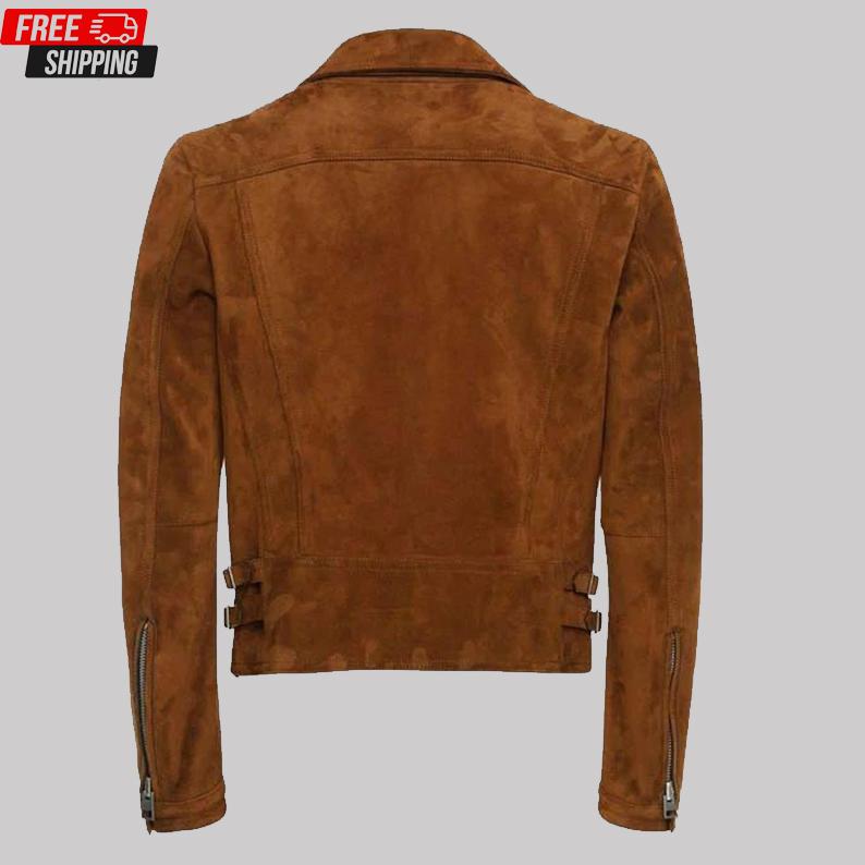 ブラウンスエードレザーバイカージャケット - Etsy 日本