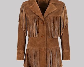 Women's Fashion Stylish Suede Leather Fringed Jacket