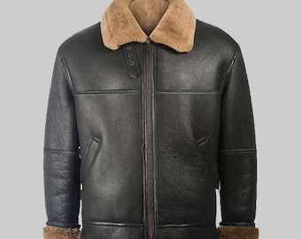 Men's B3 Aviator Bomber Jacket — Shearling-Lined Leather Winter Coat