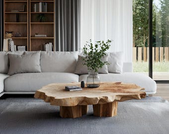 Live Edge Coffee Table, Organic Modern Coffee Table, Solid Wood Coffee Table, Rustic Walnut Center Table, Handmade Japandi Furniture