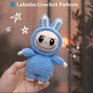 Smiling Bunny CROCHET PATTERN, Labubu Inspired Amigurumi Plushies, Creepy Cute Monster Rabbit Toy, Ugly sweetie Lafufu