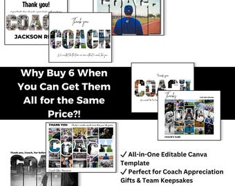 Coach Foto Collage Vorlage | Personalisiertes Coach Geschenk | Bearbeitbarer Teamfotorahmen | Sportcoach Wertschätzung | Saisonende Geschenk