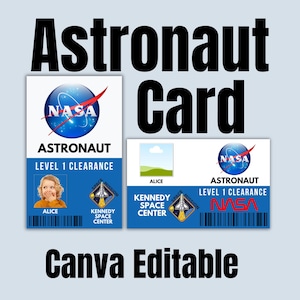 Custom NASA Astronaut ID Badge Template, Printable Name Tag for Cosplay & Space Party, Outer Space Theme