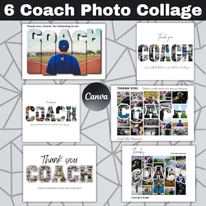 Customizable Coach Photo Collage Canva Template, Editable Sports Team Gift, Personalized Coach Appreciation Frame