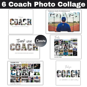 Personalized Coach Photo Collage Canva Template, Custom Team Photo Gift, Sports Coach Appreciation Frame
