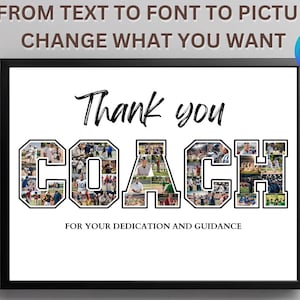 Coach Photo Collage Template, 55 multiple photo, Editable in Canva, Sports Team Memory Keepsake, Printable Coach Appreciation Gift