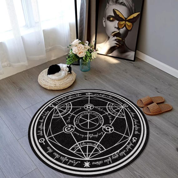 Round Rug, FMA Transmutation Rugs, Non-Slip Carpet, Kitchen Rug, Manga Rug, Fullmetal Alchemist Rug, Circle Rug, Alchemy, Tattoo, Edward