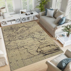 Map Rug, Compass Rug, Yatch Rug, Compass Carpet, Area Rug, Rustic Boho Area Rug, Minimalist Rug, Popular Rug, Old World Map Rug, Pattern Rug
