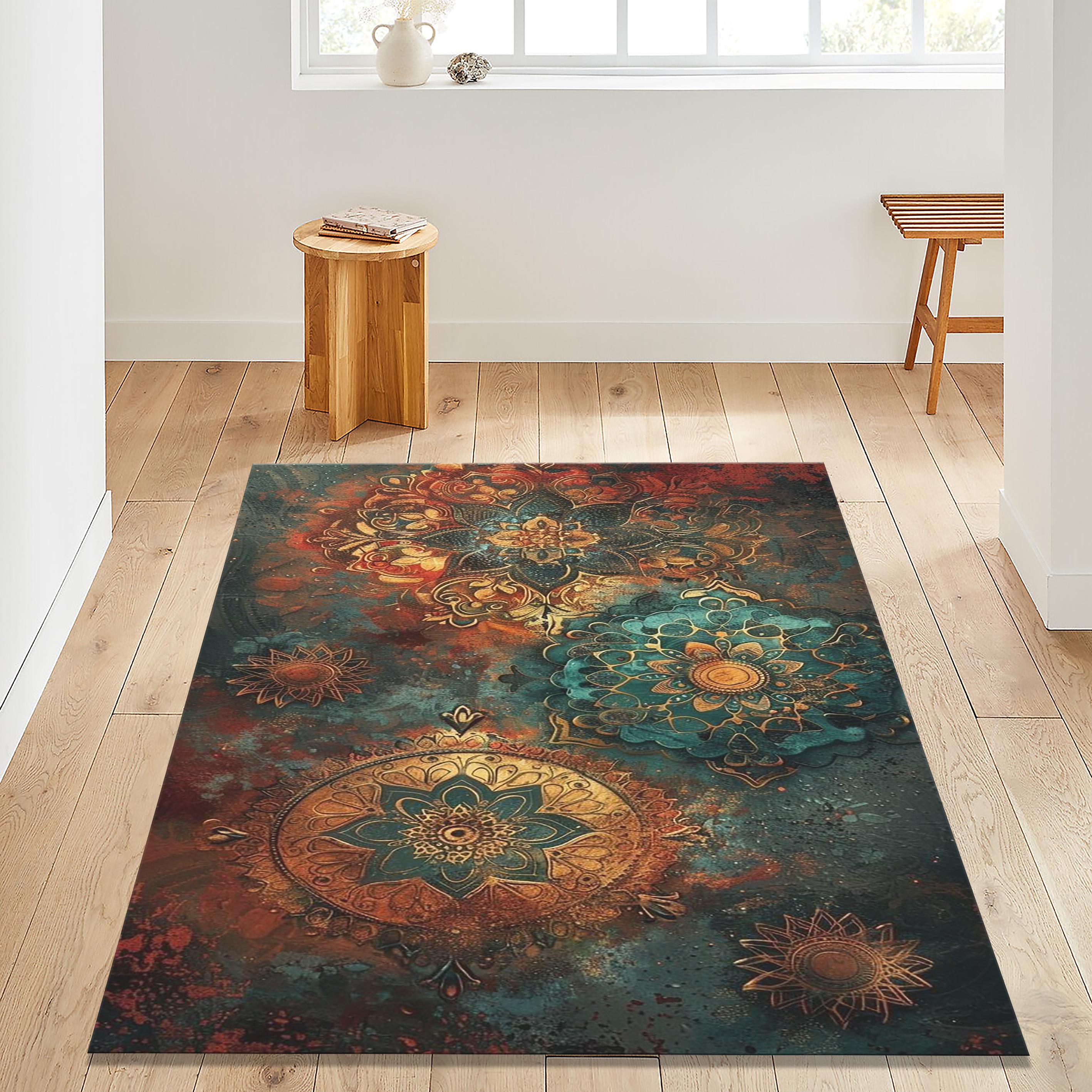 Mystic Aesthetic Rug, Boho Rugs, Housewarming Gift, Multicolored Rug ...