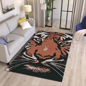 Tiger Rug, Living Room Carpets, Non-slip Rugs, Area Rug,Tibetian Tiger Rug,Exquisite Bengal Tiger Printed Rug, Persian Carpet, Gift for Home