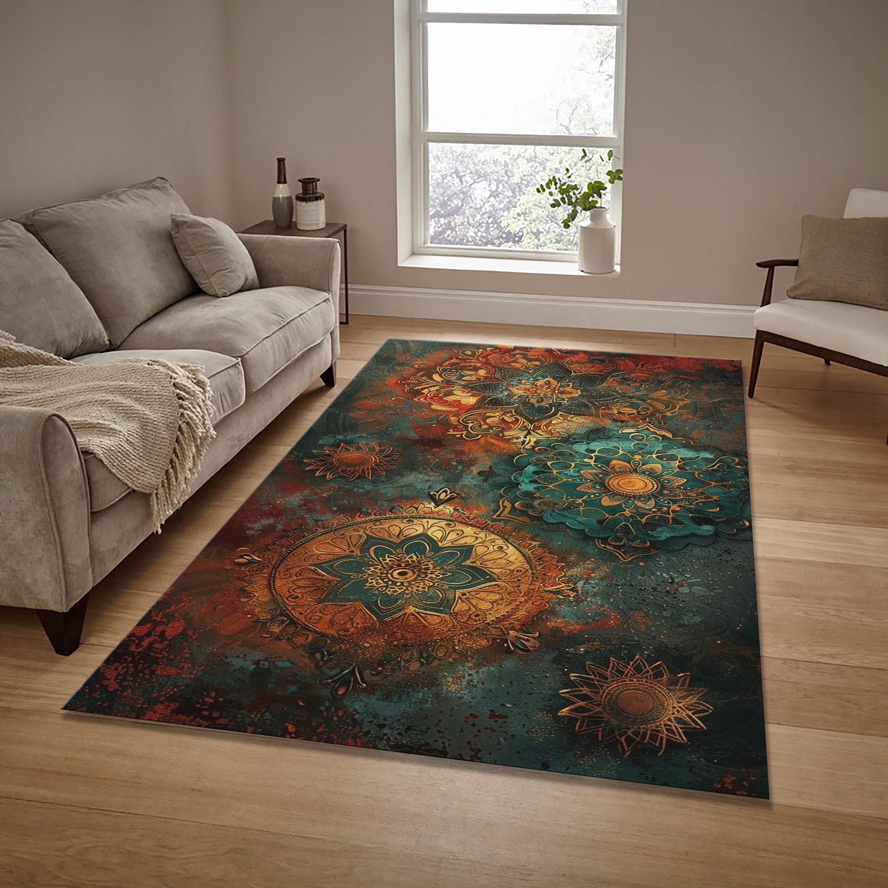 Mystic Aesthetic Rug, Boho Rugs, Housewarming Gift, Multicolored Rug ...