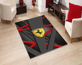 Stylish Ferrari Car Rug, retro car rug, Vintage Ferrari Rug, Sports Car Print Rug, Gift for Car Lovers, Ferrari Decor, 10x12 Rug, scuderia