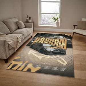 Nissan R35 Rug , retro car rug, Sports Car Print Rug, Gift for Car Lovers, Man Cave, 10x12 Rug, Area Rug, Gift for son, JDM car tuners rug