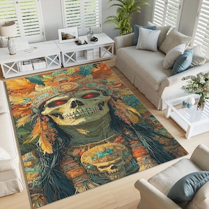 Skull Rug, Skeleton rug, Gothic Home Decor, Fantastic Rug, Eternal Loves Carpet, skull decor, Non-Slip Rug, Vibrant Colour Rug, 10x12 Rug
