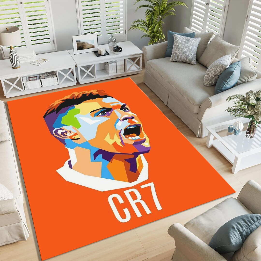 Cristiano Ronaldo Rug, Housewarming Gift, Washable Rug, Man Cave Rug ...