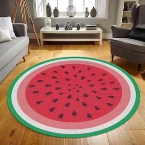 Tapis D'intérieur Fait Main Motif 'Agrumes Pop' - Dimensions 58 X 32.5 Cm, Laine Acrylique Orange