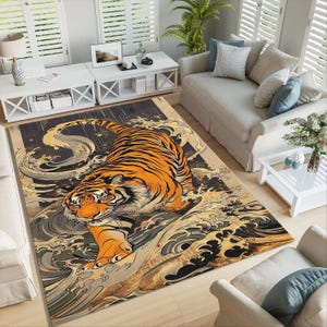Tiger Rug, Living Room Carpets, Non-slip Rugs, Area Rug,Tibetian Tiger Rug,Exquisite Bengal Tiger Printed Rug, Persian Carpet, Gift for Home