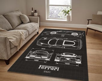 Ferrari Enzo Rug, Vintage Ferrari Rug, Stylish Ferrari Car Rug, Sports Car Rug,retro car rug, Gift for Car Lovers, Area Rug 8x10,Motorsports