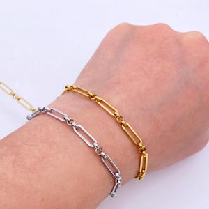 4 mm halbfertige minimalistische Gold- und Silberkettenarmbänder für die DIY-Schmuckherstellung - Papierkette FC1337
