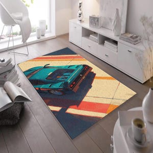 Ferrari Rug, Stylish Ferrari Rug, Art rug, Sports Car Print Rug, Vintage Ferrari Rug, Custom rug, Bedroom rug, Decorative rug, Kids Room