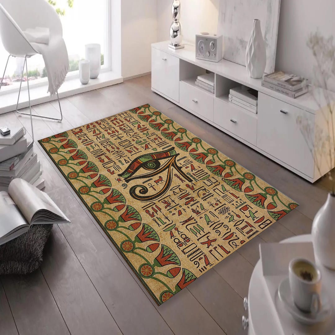 Ancient Egyptian Area Rug, Egyptian Decor, Eye of Horus, Painting Rug ...