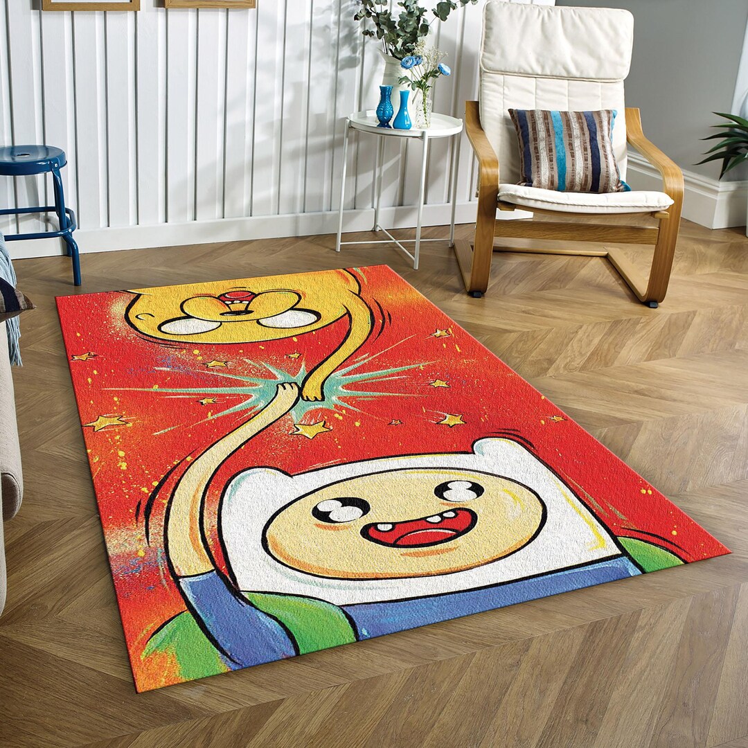 Adventure Time Rug, Cartoon Patterned Rug, Art Rug, Living Room Rug ...
