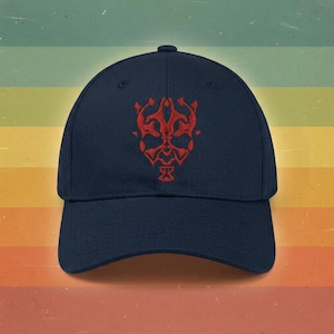 Sith Inspired Hat, Red Black Horned Villain Cap, Dark Sci Fi Graphic Hat, Gift for Space Fantasy Fans
