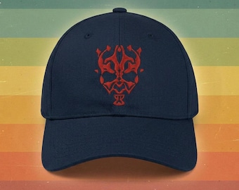 Sith Inspired Hat, Red Black Horned Villain Cap, Dark Sci Fi Graphic Hat, Gift for Space Fantasy Fans