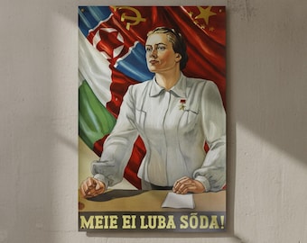 Soviet-Era Unity Poster – Vintage Propaganda Wall Art, Retro Red Flag Poster for Collectors & History Enthusiasts