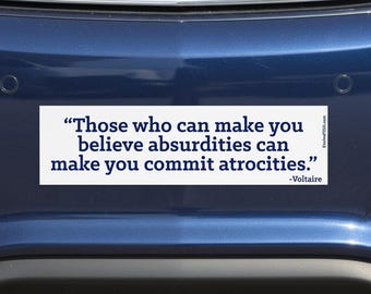 Voltaire Quote Bumper Sticker - Critical Thinking, USA Made