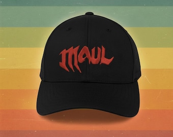 Maul Inspired Hat, Red and Black Dark Warrior Embroidered Cap, Villain Inspired Sci Fi Hat, Unique Fan Gift for Him